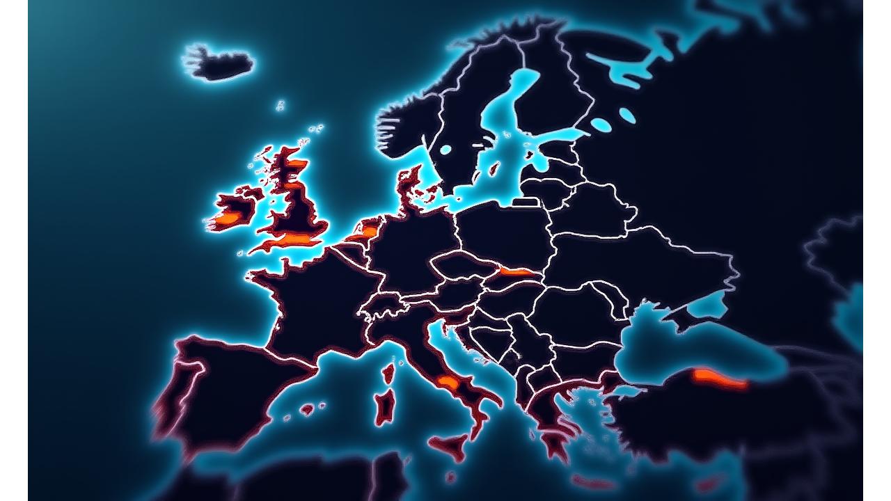 Mapa Evropy s vyznačenými oblastmi pokrytí asistenčních služeb a ikonami symbolizujícími nonstop podporu