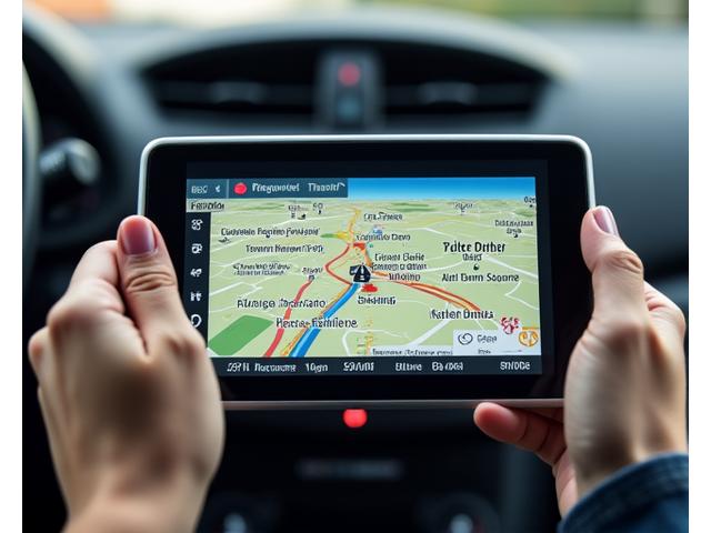Mapa Prahy s vyznačenými turistickými atrakcemi na obrazovce GPS