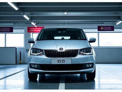 Elegantní kompaktní auto parkované na letištním parkovišti