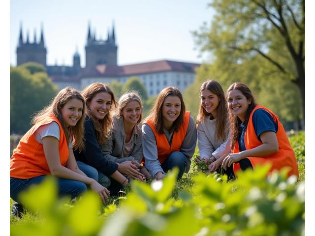 Tým Levandulové Jízdy pomáhající při úklidu v pražském parku