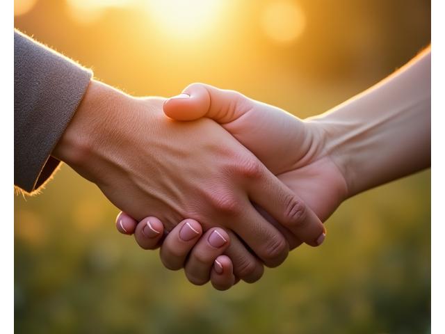 Spojené ruce symbolizující závazek a důvěru